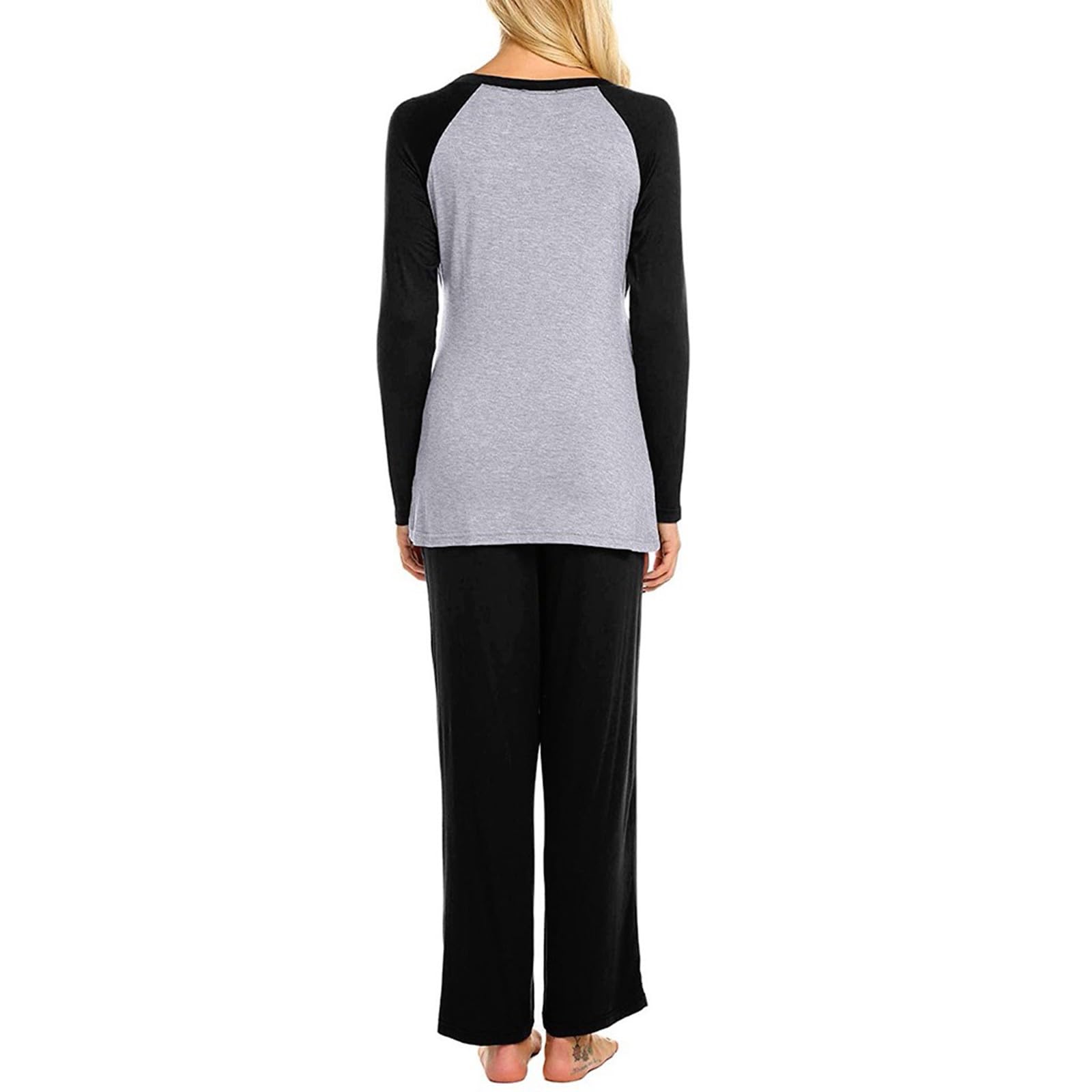 Still Pyjama Damen Schlafanzug Lang Schwangerschaft Langarm Thermo Umstandsschlafanzug Set Baumwolle Winter Umstandspyjama Stillpyjama Umstandsmode Schlafanzüge Stillfunktion Nachtwäsche für Stillzeit
