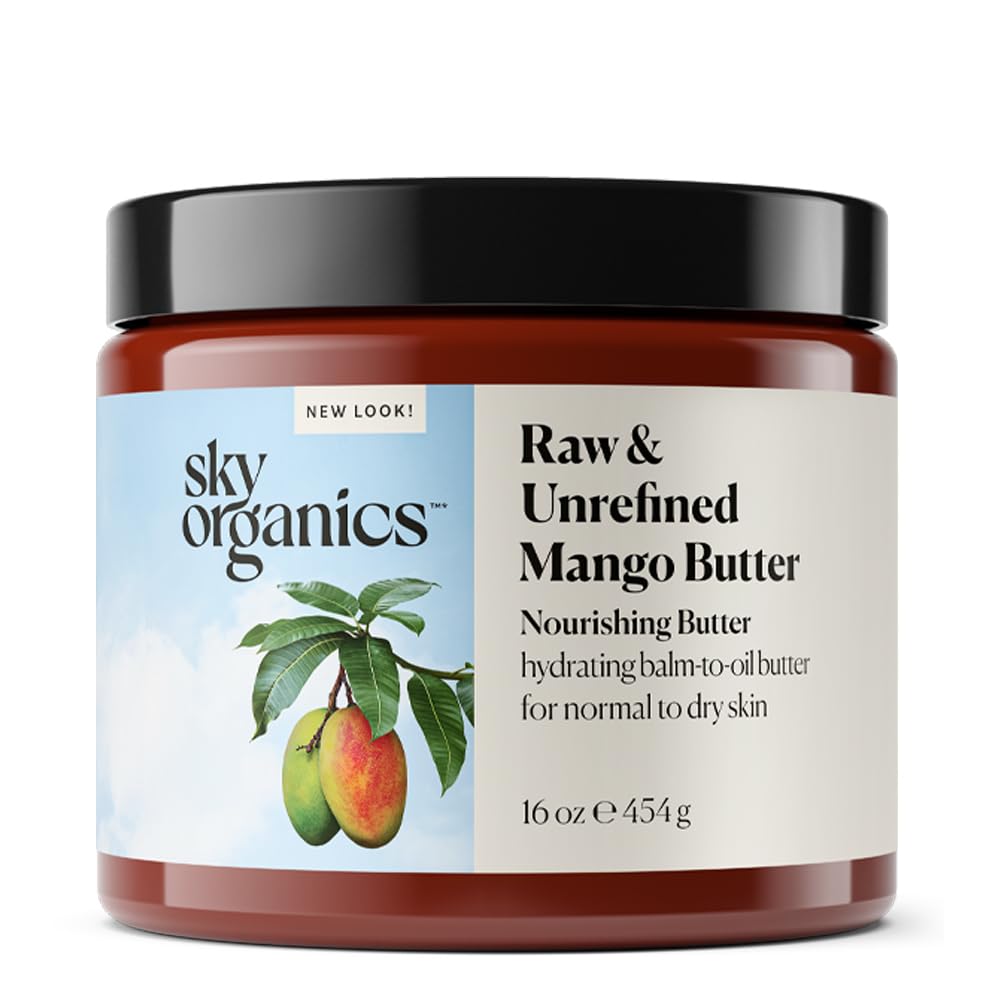 Sky Organics | Masło mango do ciała i twarzy | 100% nieprzetworzone i nierafinowane | Nawilża, równowaga i ujednolicenie cery | 454 g