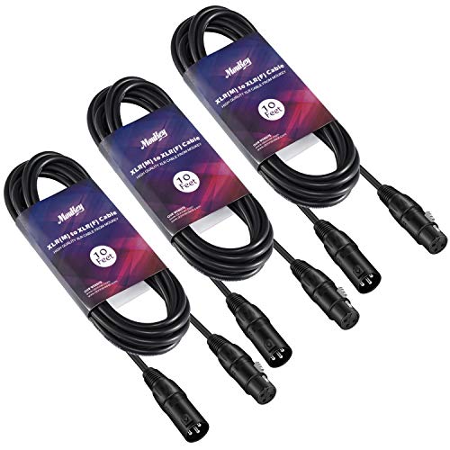 Moukey 10ft XLR 10 Feet Microphone Male to Female Mic Cables Cord, Black