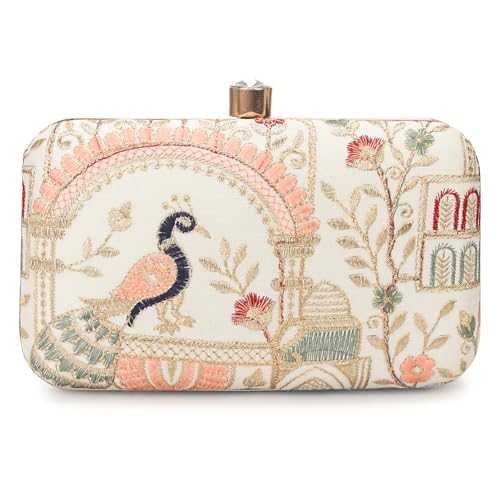 Image of LONGING TO BUY Hand Crafted Designer Box Clutch - Zari Embroidery For Women