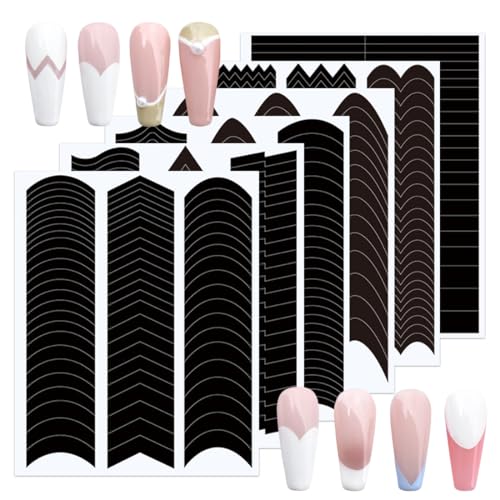 XKSOCT Hojas de Pegatinas de Manicura Francesa Autoadhesivas,6 Piezas,para DIY Dekoration,Pegatina de French Manicura en Forma de Media Luna