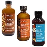 LorAnn Bakery Emulsion 3 pack - 1 each Almond, Cinnamon Spice and Rum, 4 ounce bottles