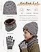 AWAYTR Kids Winter Hat Gloves Scraf Sets, Beanie for Boys Girls Toch Scree Gloves Neck Warmer for Toddle, Gray