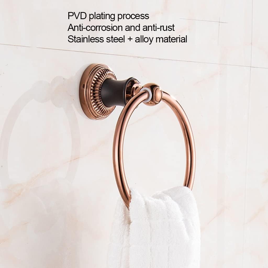 LSLYTQ Rose Gold European Style Towel Holder, Wall Mounted Bath Towel Ring, Hanging Towel Hanger