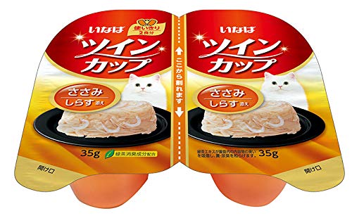 （まとめ買い）いなばペットフード ツインカップ ささみ しらす添え 35g×2カップ 【×24】