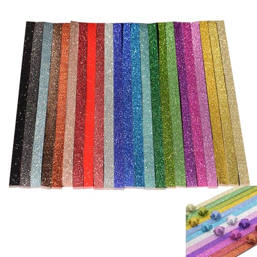 jojofuny 460 Stück Sternpapierstreifen mit Glitzer - 25cm Origami Papier zum Falten - Buntes Faltpapier für Fröbelsterne DIY Bastelprojekte und Weihnachtsdekorationen - Funkelnde Papierstreifen