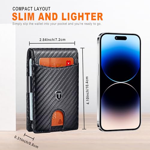 Gostwo Slim Wallet for Men Minimalist Front Pocket Bifold Wallet ID Window Card Case with Money Clip Thin Credit Card Holder4