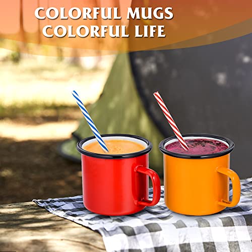Joyfair Enamel Coffee Mug Set of 6, 12oz Enamel Camping Tea Mugs in Colour Red/Blue/Green/Yellow/Black/White - Image 4
