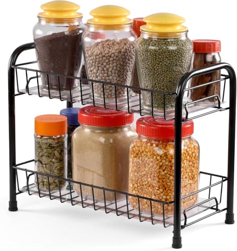 Cri8Hub Metal 2 Tier Kitchen Organizer counter top Stand Shelf Ho...
