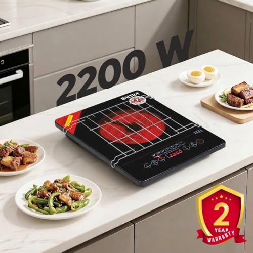 Image of BALTRA 2200W Infrared Cooktop Combo with 4-Piece Induction Cookware Set | Electric Cooking Stove with 7 Preset Modes | Auto Shut-Off | Glass Top | Ready-to-Use No Gas Solution