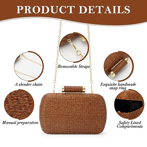 Bolso pequeño tejida para mujer en rafia miniatura 5