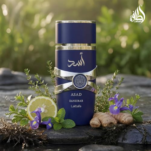Image of Lattafa Asad Eau De Parfum 100ml Long Lasting Luxury Perfume Spray For Men | Premium Refreshing Oud and Musk Fragrances (Asad Zanzibar)