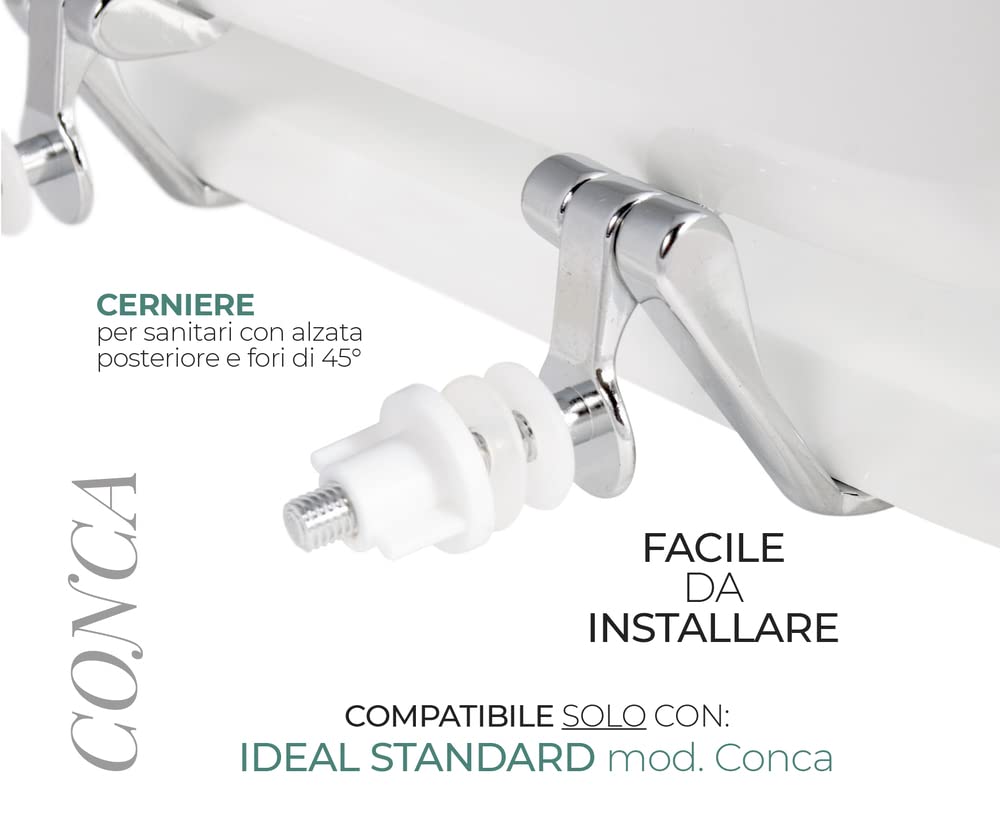 MODULARREDO | Sedile per WC CONCA, Tavoletta Copriwater Ideal Standard, 34,2x42,6 cm, Bianco