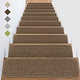 Non Slip Stair Treads Carpet - for Wooden Steps Indoor with Self Adhesive Tape Set of 15, Anti Movin