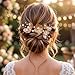 Catery Flower Wedding Hair Pins Wedding Hair Pieces Pearl Hair Accesories for Brides (Gold)