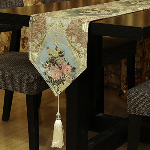 Chemin de table jacquard bleu moderne européen pour salon et cuisine