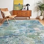 GENIMO Washable Large Rug 160x230cm – Soft Short Pile Non-Slip Carpet, Durable Easy Clean Rug for Living Room, Dining Room, Home Office (Aqua)