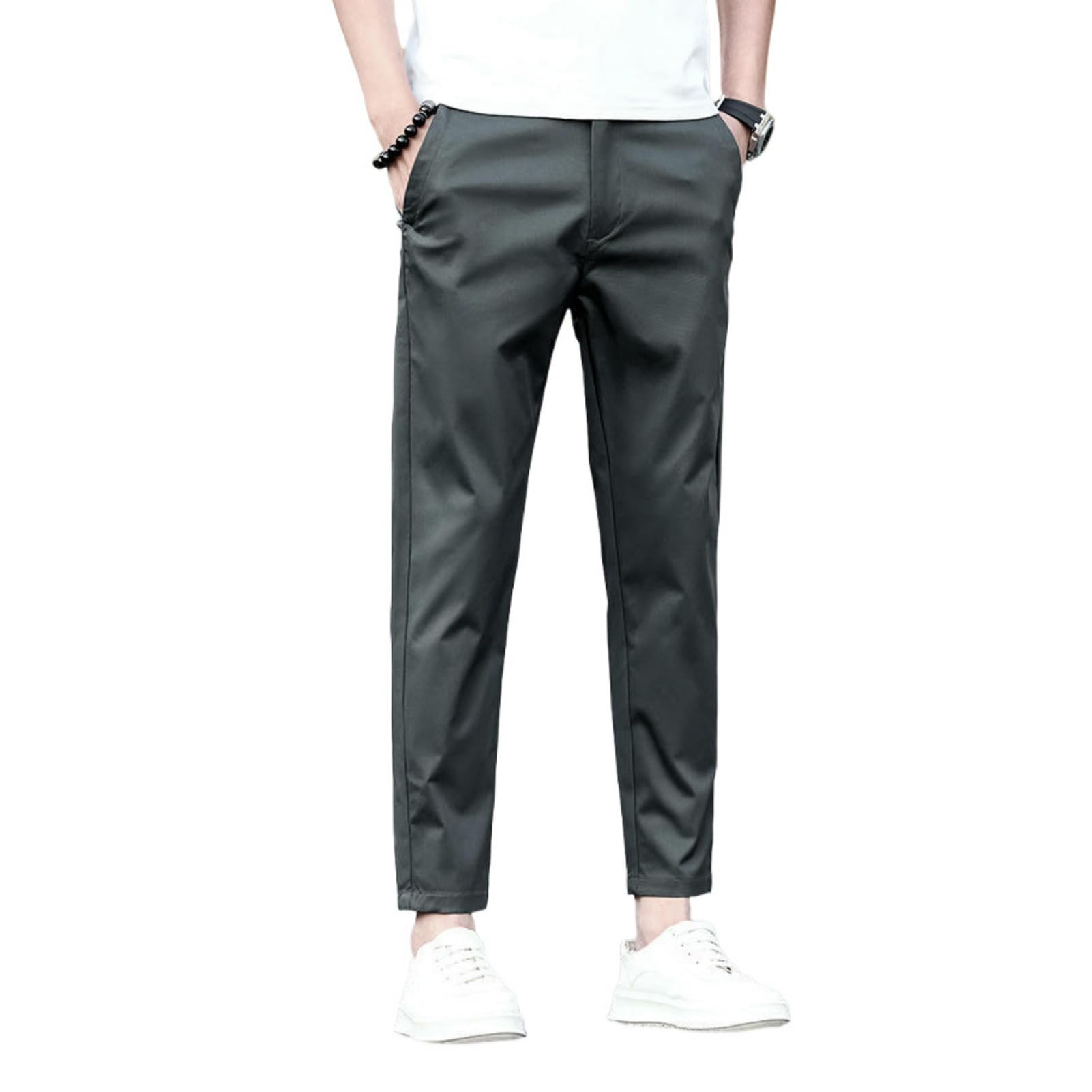 Pantaloni casual elastici versatili da uomo Primavera Estate Sottile Sottile Dritto Nine-Tenths