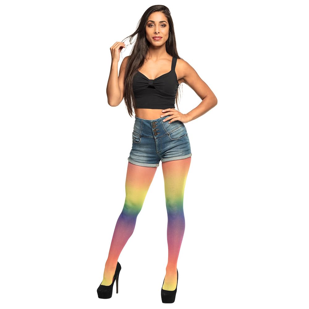 Boland - Rajstopy tęczowe, wielokolorowe, 50 DEN, nylonowe rajstopy, Pride Party, CSD, kostium, karnawał, impreza tematyczna