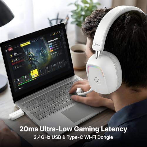 pTron Store pTron Studio Sports V2 White Wireless Gaming Headphones - Image 3