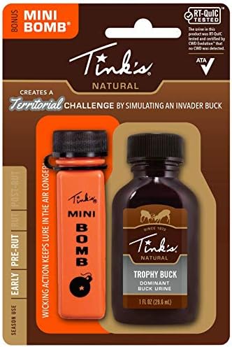 Tink's Trophy 100% Buck Urine | 1 Oz Bottle | All Season Scent Lure, Buck Lure & Deer Attractant, Easy Application, Squirt Top | Deer Hunting Accessories