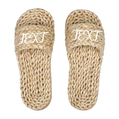 Bnesi Personalized Beach Party Slippers Custom Natural Flip Flops Personalized Slippers for Bridal Shower