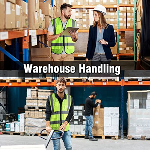 Besmall Reflective Safety Vest, High Visibility Mesh Vest With Pockets And Zipper L (Green) #TOP7