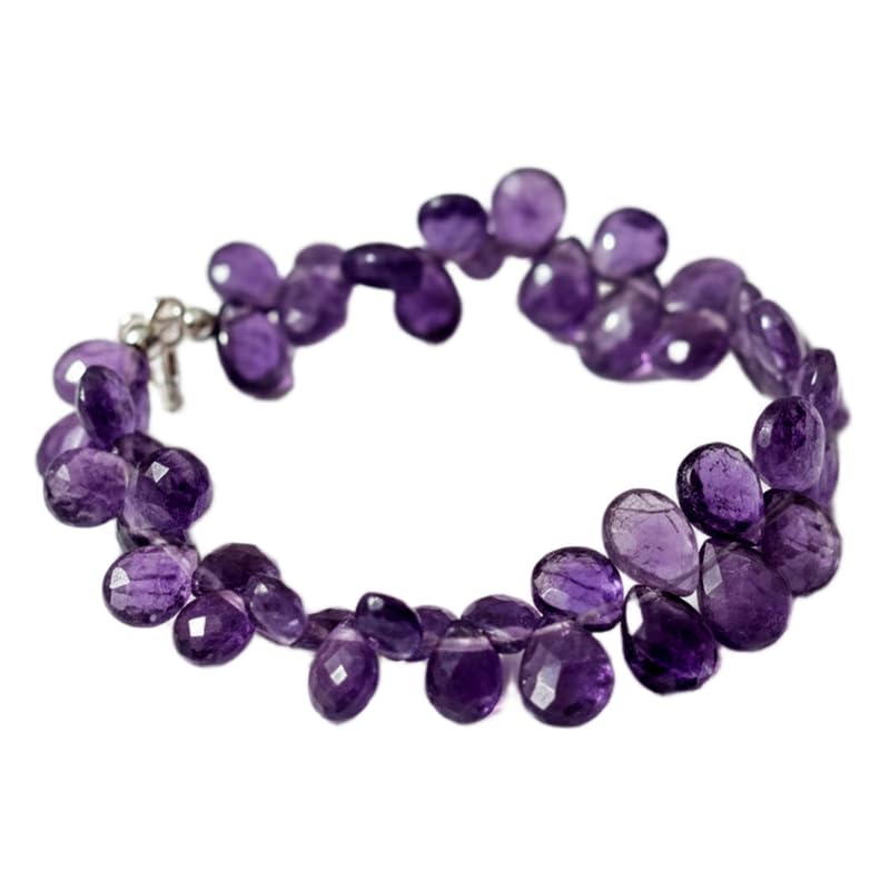 Bracelet améthyste naturelle violette 18cm, bijou fait main pierre facettée