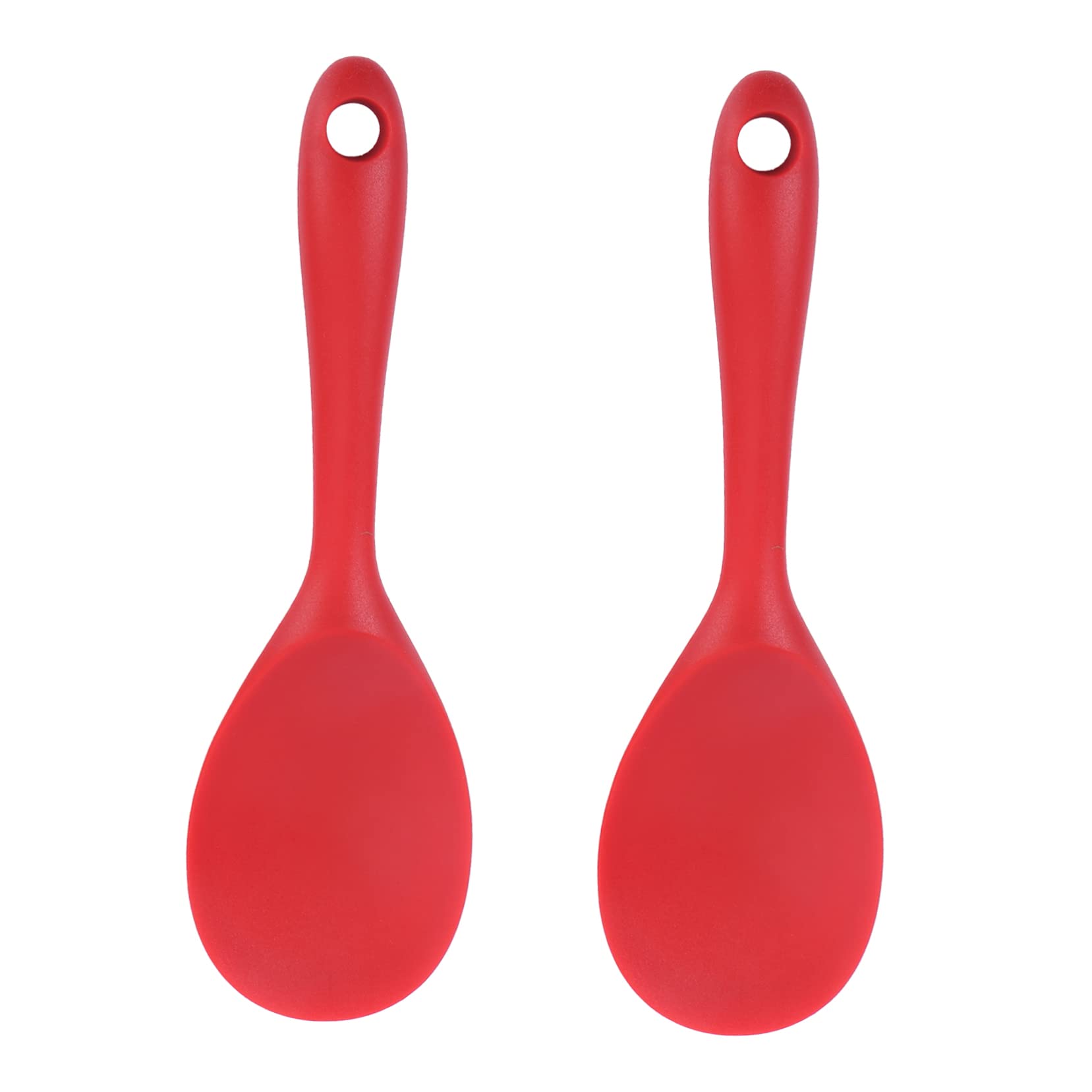 Ciieeo 2pcs Heat Resistant Silicone Rice Scoop Spoons Non Stick Kitchen Utensils for Serving Mixing and Stirring Versatile Tableware for Home and Restaurant Use Random Color