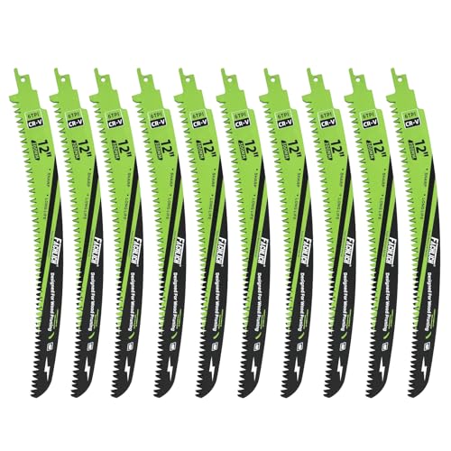 Image of Japanese Teeth Reciprocating Saw Blade 12Inch - Saber Saw Blades Wood Pruning, 10pcs Curved Edge 6TPI for Tree Trimming, Wood /PVC Pipe Cutting, Cr-V Sabre Blades