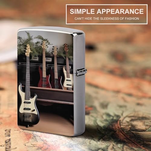 Funda metálica para encendedor con diseño de guitarra y bajo miniatura 6
