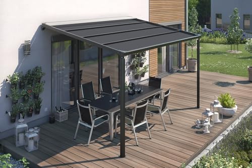 empasa Elektrische Pergola 'Troja' Terrassenüberdachung Terrassendach Überdachung mit LED Beleuchtung in verschiedenen Größen