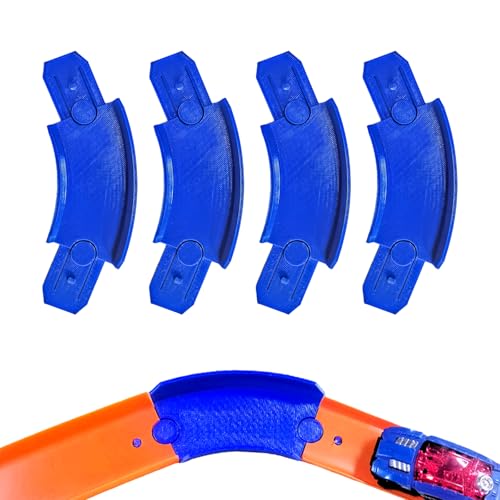 K TOMOTO 45 Degree Banked Turn Compatible with Hot Wheels, Racetrack Connectors Set of 4 for Hotwheels Curved Track Replacement