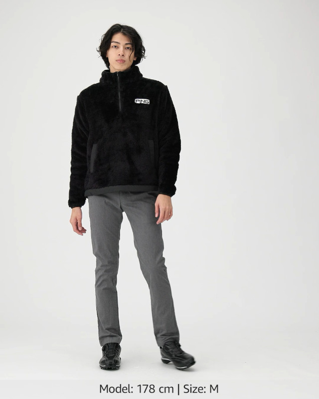 Amazon | [ピン アパレル] メンズ ハーフジップブルゾン (ボアフリース