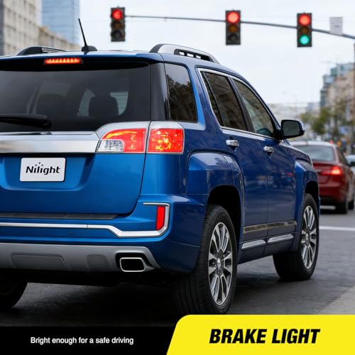 Image of Nilight Third Brake Light Tail High Mount 3rd Stop Lights Smoked Lens Compatible with Chevy Equinox and GMC Terrain 2010 2011 2012 2013 2014 2015 2016 2017 Van SUV Rear Center Cab Lamp