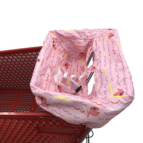 Portable 2-In1 Grocery Cart Cover And High Chair Seat Cover For Baby (Pink Fish) #TOP4