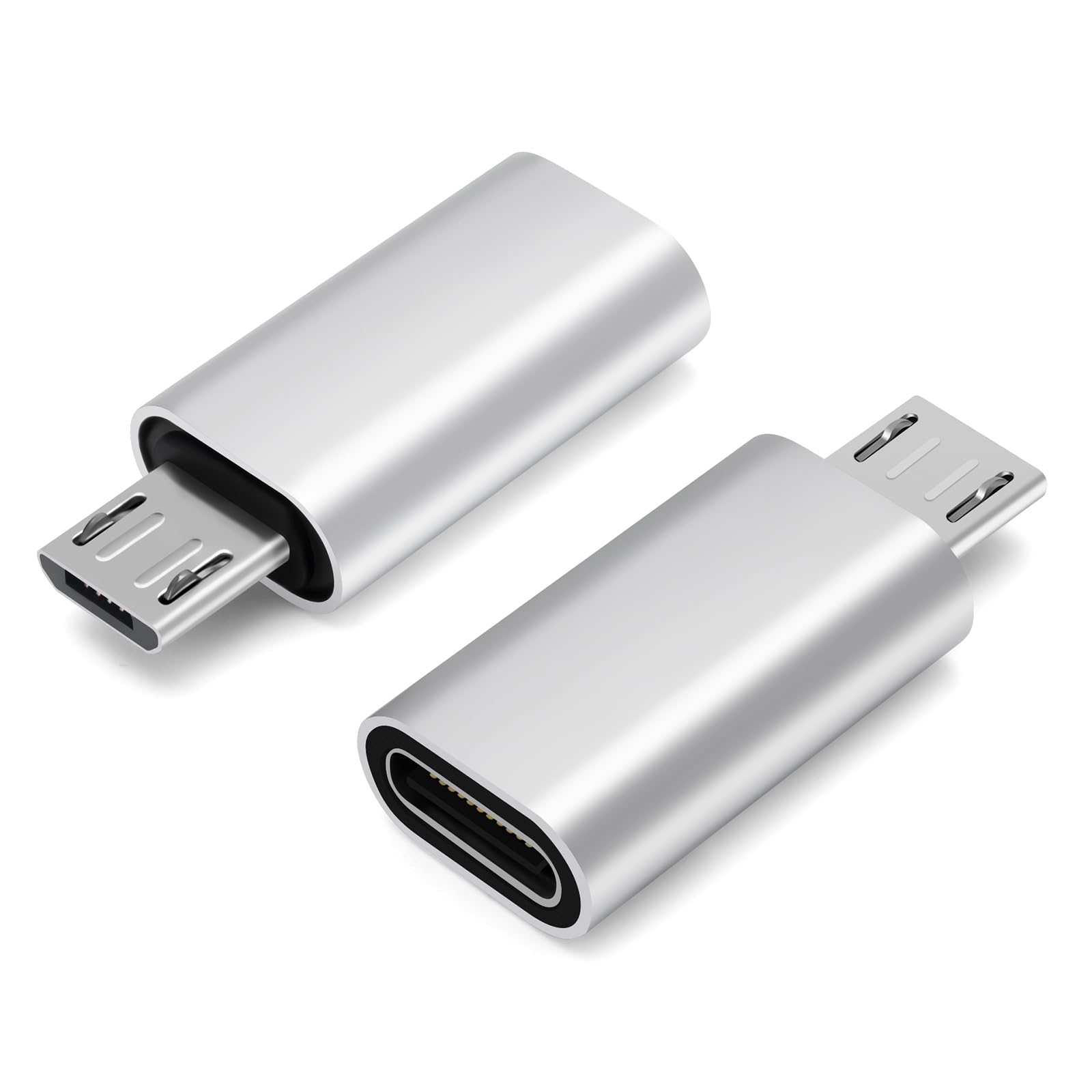Adapter micro USB na USB-C, 2 sztuki, wtyczka micro USB do gniazda C, adapter OTG, kompatybilny z Galaxy S7/S7 Edge, smartfonami z systemem Android, przenośnymi dyskami twardymi i innymi