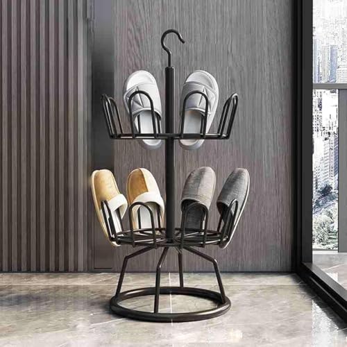 Zapatero de metal, rotación de 360 grados para ahorrar espacio en la organización del hogar, gran capacidad para un almacenamiento eficiente