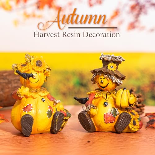 Topadorn Polystone Table Decor Seasonal Fall Harvest Statue Pumpkin People Dolls for Home Fall Decor for Thanksgiving Day, Set of 22