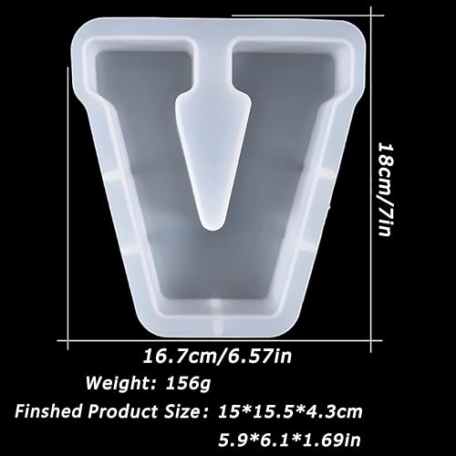 Miniatura 44 de Molde de letras grandes de 7 pulgadas para resina, 26 moldes epoxi del alfabeto en mayúsculas, molde del alfabeto grande de la A a la Z para hacer