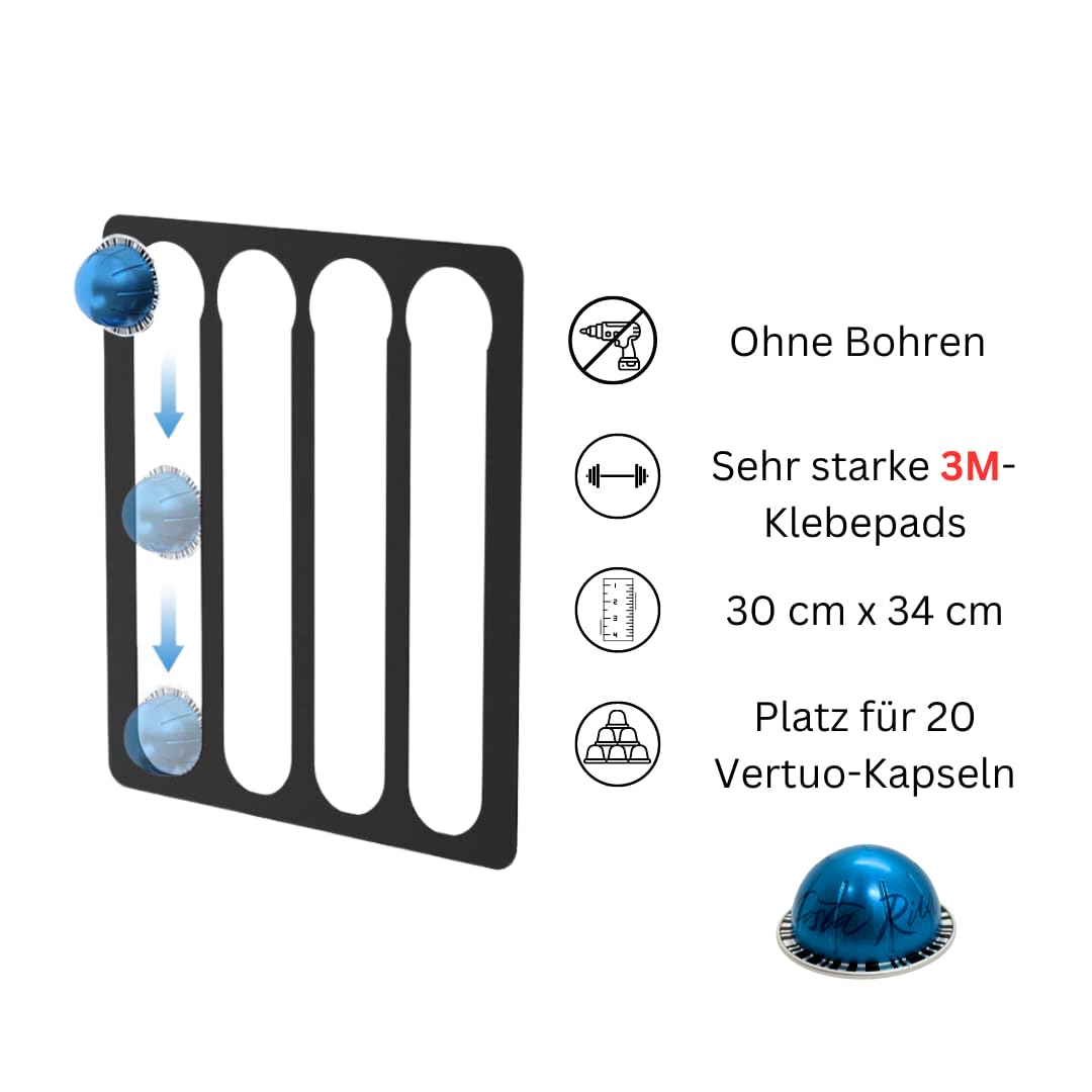 Porte-capsules pour Nespresso Vertuo, à coller, noir