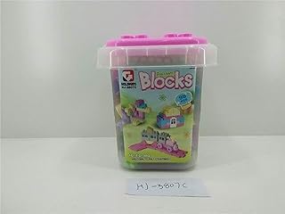 مجموعة مكعبات بناء من جولد كيدز - Hj-3807C من 98 قطعة مع دلو وردي، بلاستيك