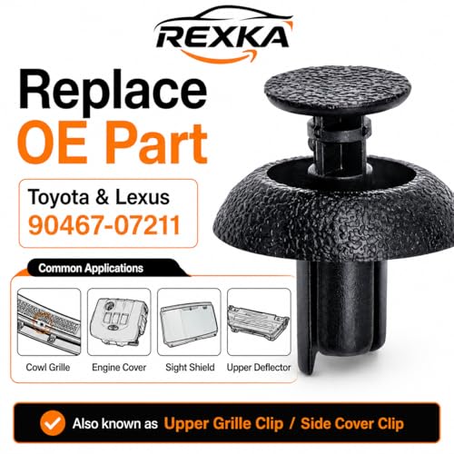 Image of Rexka 51pcs Bumper Radiator Support Splash Shield Fender Liner Engine Grill Retainer Clips 7mm Hole for Toyota Lexus 90467-07211 4Runner Avalon Camry Corolla Prius ES RX NX GX -Trim Panel Body Remover