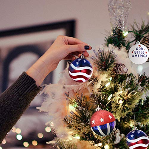 12Pcs 4Th Of July Patriotic Ball Ornament,80Mm Red, White & Blue Hanging Ball Ornament Independence Day,Memorial Day,Fourth Of July Tree Wall Decorations #TOP3