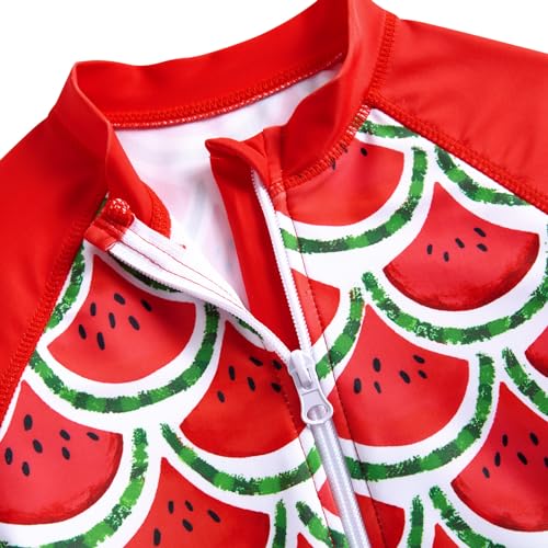 Image of Funnycokid Girls Swimsuit 3 Pieces Zip Rash Guard Bathing Suits Set Kids Bikini Boyshort Summer Swimwear 3-14 Years