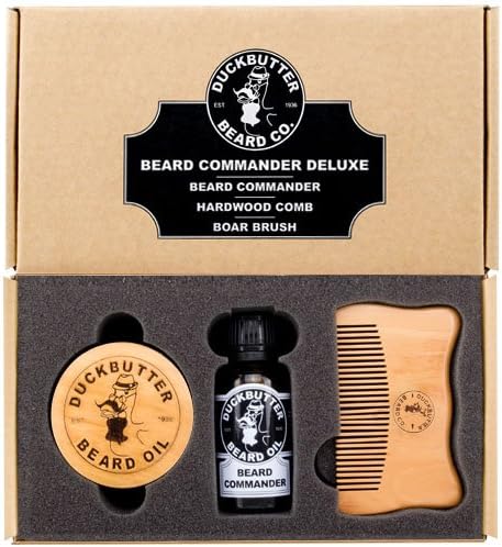 Beard Oil Deluxe Gift Set - Beard Commander with Boar Brush & Comb