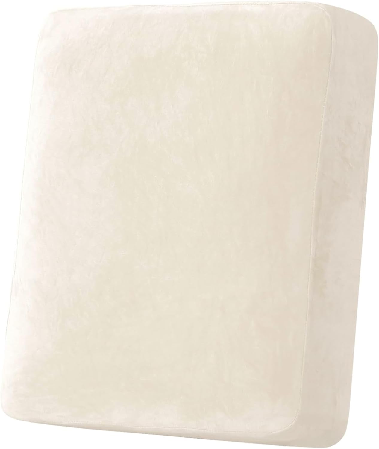 H.VERSAILTEX Velvet Stretch Couch Cushion Cover Plush Cushion Slipcover for Chair Cushion Furniture Protector Seat Cushion Sofa Cover (1 Piece Armchair Cushion Covers, Cream)