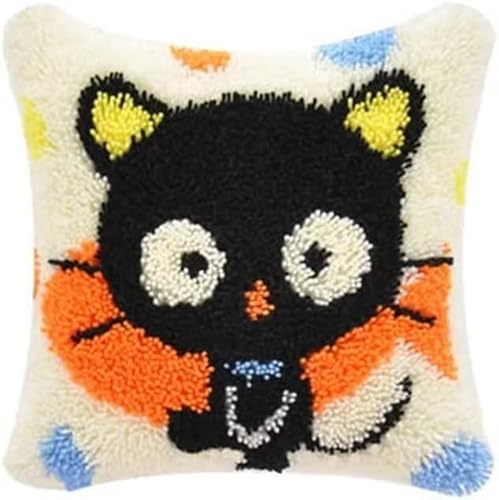 ROCKY&CHAO Knüpfteppich-Set Schwarze Katze 43x43cm