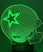 Threetoo Visual Creative Amazing 7 Colors Optical Illusion 3D Glow LED Lighting Nightlight Room Decor Table Lamps (Helmet) Dallas Cowboys