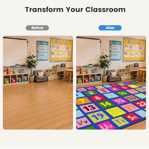 ABCarpet Number Classroom Rug for Kids, 7'6''x13'1'' Durable Nylon Classroom Seating Rug with Non-Slip Backing, School Carpet for Circle Time, Preschool, Daycare, Playroom, Learning & Reading Area - image 9